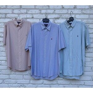 Ralph Lauren-Lot Of 3-Button Up Short Sleeve Shirts Classic Fit Pony Mens Large